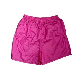 Vintage Shell Shack Shorts Size M Drawstring Pockets Bright Shiny Pink